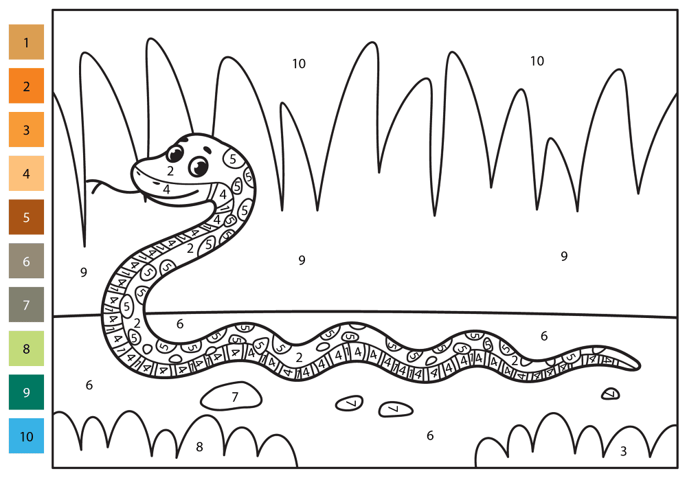 Snake Color By Number Coloring Page Md Coloring Page — Free Printable — free printable coloring page